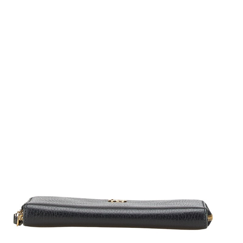 グッチ GGマーモント ラウンドファスナー 長財布 456117 ブラック レザー レディース GUCCI 【中古】
