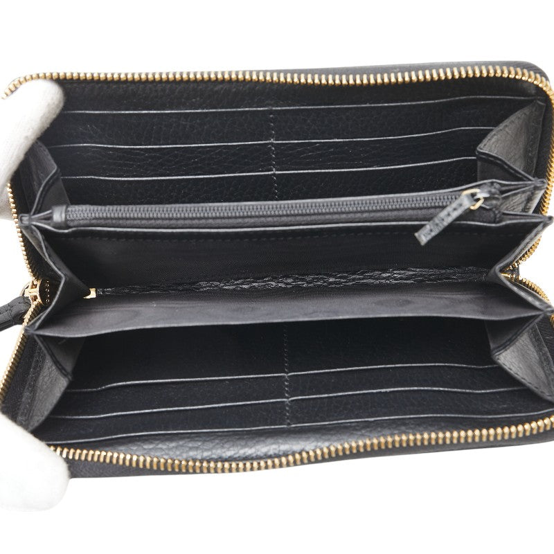 グッチ GGマーモント ラウンドファスナー 長財布 456117 ブラック レザー レディース GUCCI 【中古】