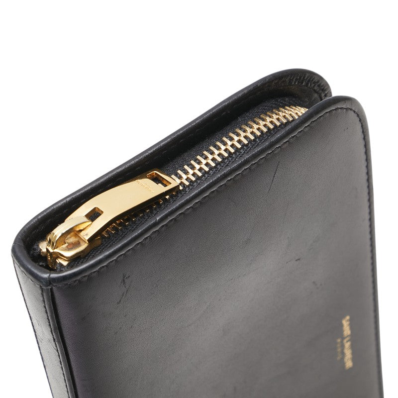 サンローラン ラウンドファスナー 長財布 326599 ブラック レザー レディース SAINT LAURENT 【中古】