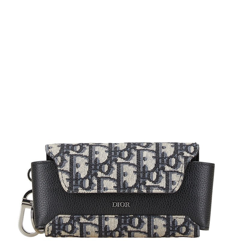 ディオール オブリーク メガネケース ブラック ベージュ ネイビー キャンバス レザー レディース Dior 【中古】