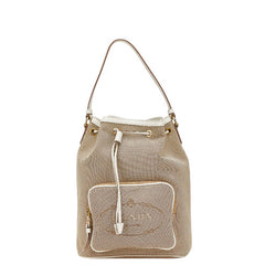 プラダ ハンドバッグ ベージュ ホワイト キャンバス レザー レディース PRADA 【中古】
