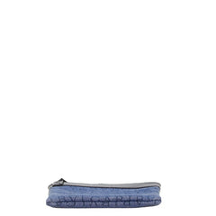 ブルガリ ロゴマニア ショルダーバッグ ブルー ブラック キャンバス レザー レディース BVLGARI 【中古】