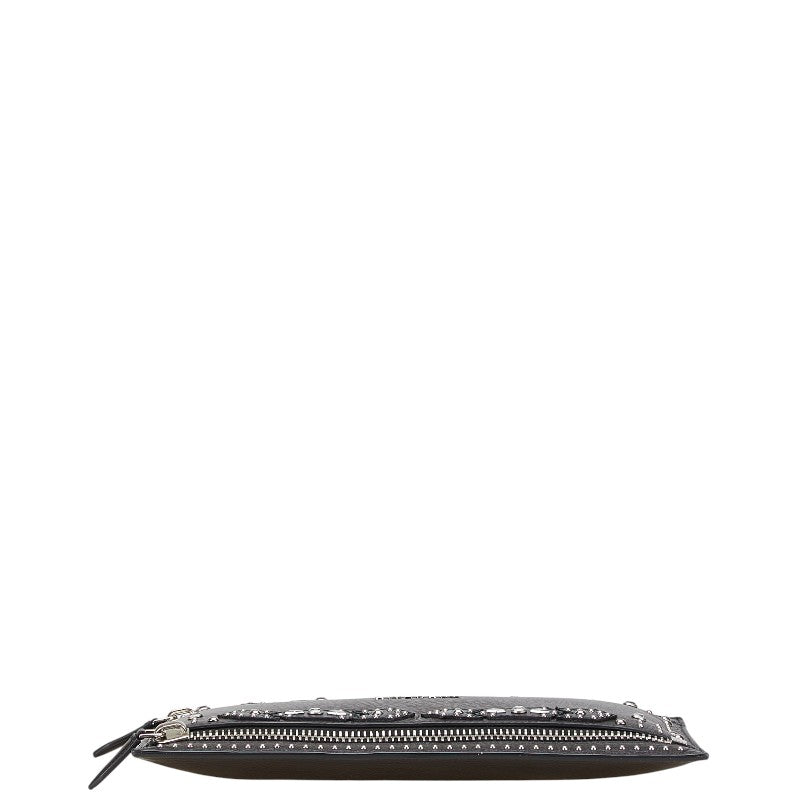 ジバンシー パンドラ スタッズ ビジュー クラッチバッグ ブラック シルバー レザー レディース Givenchy 【中古】