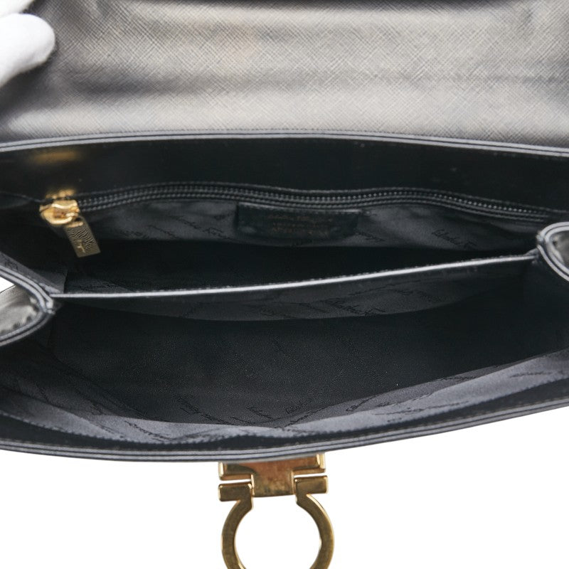 サルヴァトーレフェラガモ ガンチーニ ハンドバッグ ショルダーバッグ 2WAY AF-21 0290 ブラック レザー レディース Salvatore Ferragamo 【中古】