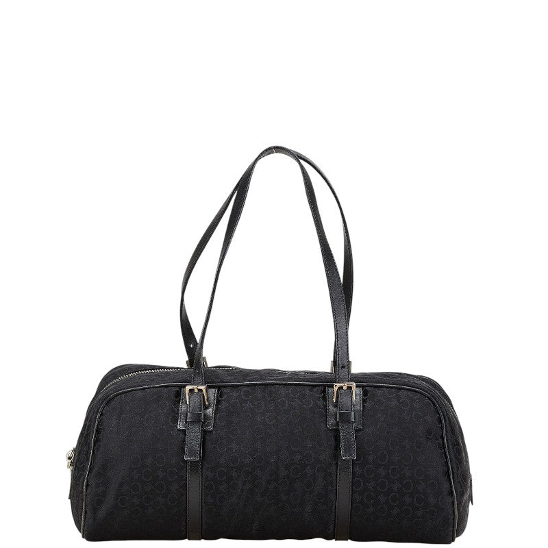 セリーヌ Cマカダム ハンドバッグ ミニボストンバッグ ブラック キャンバス レザー レディース CELINE 【中古】