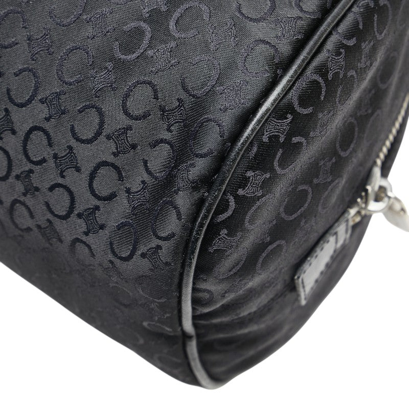 セリーヌ Cマカダム ハンドバッグ ミニボストンバッグ ブラック キャンバス レザー レディース CELINE 【中古】