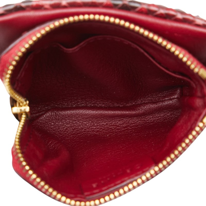 セリーヌ L字ファスナー 二つ折り財布 レッド ブラック パイソン レザー レディース CELINE 【中古】