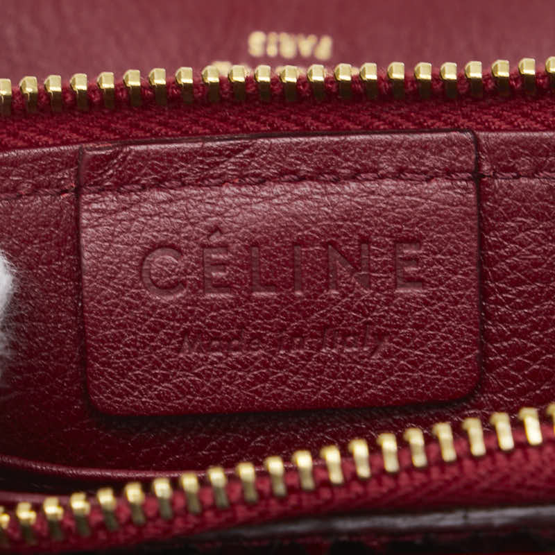 セリーヌ L字ファスナー 二つ折り財布 レッド ブラック パイソン レザー レディース CELINE 【中古】