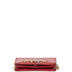 グッチ ズゥミ 二つ折り財布 ミニチェーンウォレット 570660 レッド パイソン レザー レディース GUCCI 中古