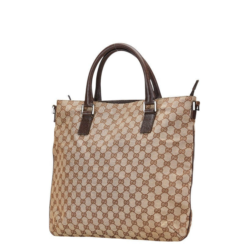 グッチ GGキャンバス トートバッグ ショルダーバッグ 2WAY 122797 ベージュ ブラウン キャンバス レザー レディース GUCCI 【中古】