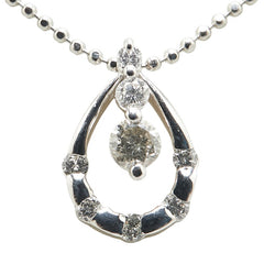 しずく モチーフ ネックレス Pt900 プラチナ Pt850 プラチナ レディース 【中古】