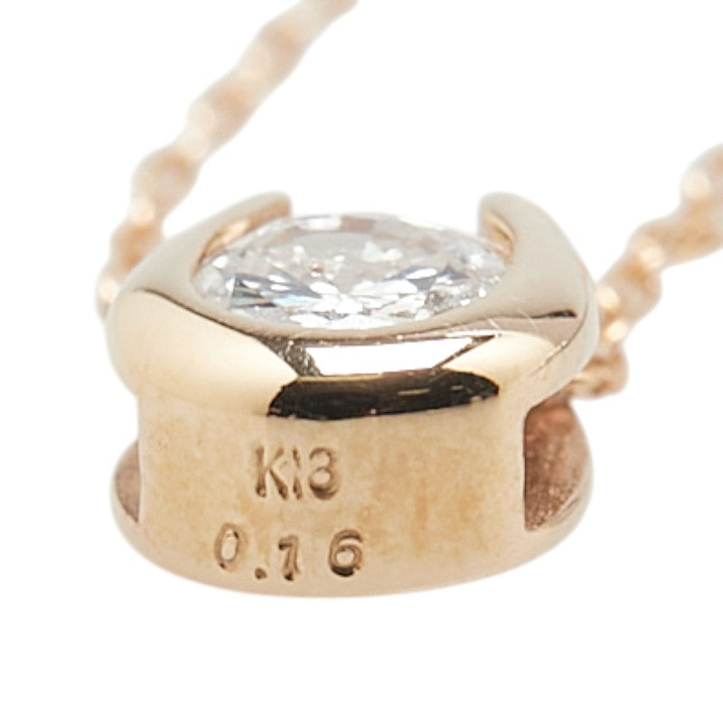 K18PG ピンクゴールド ダイヤ0.16ct プチ ネックレス レディース 【中古】