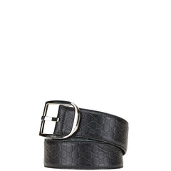 グッチ マイクログッチシマ ベルト 90/36 449716 ブラック シルバー レザー メンズ GUCCI 【中古】