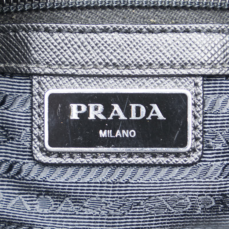 プラダ 三角ロゴプレート トートバッグ ショルダーバッグ 2WAY 2VG033 ブラック ナイロン レザー レディース PRADA 【中古】
