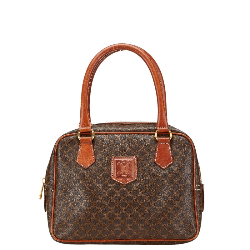 セリーヌ マカダム ハンドバッグ ブラウン PVC レザー レディース CELINE 【中古】