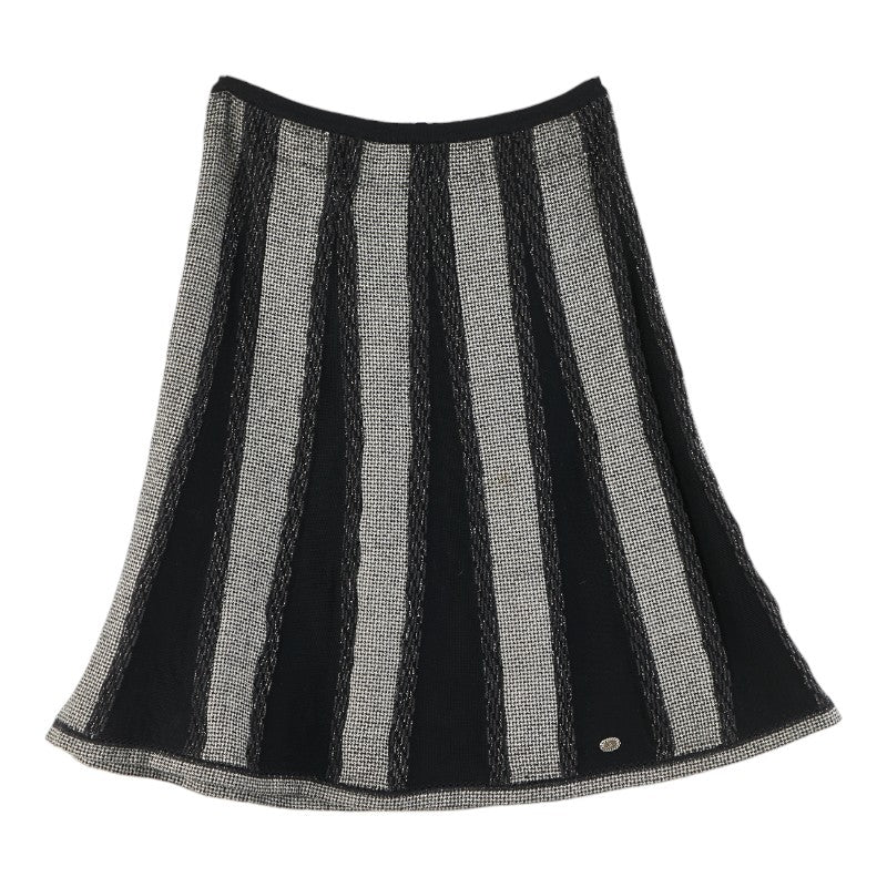 シャネル ココマーク フレアスカート ブラック ホワイト レディース CHANEL 【中古】