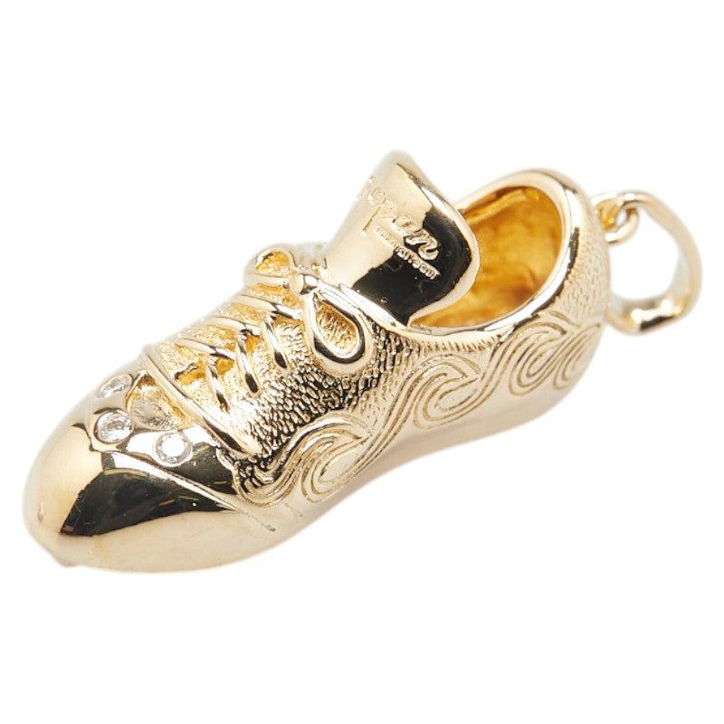 K18YG イエローゴールド ダイヤ0.03ct スパイクシューズ モチーフ ペンダントトップ レディース 【中古】