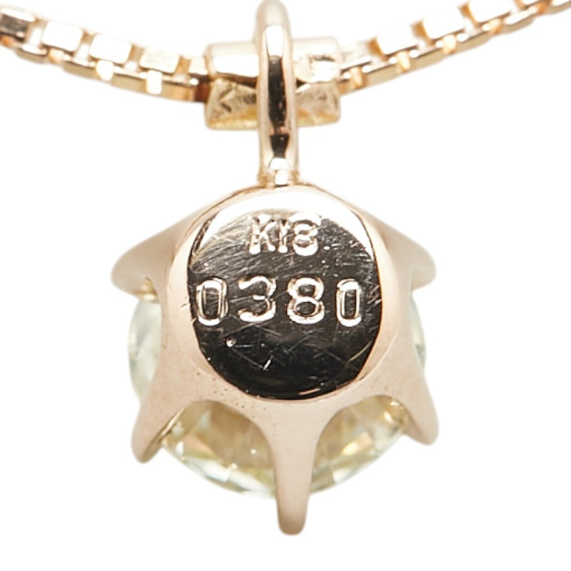 K18PG ピンクゴールド ダイヤ0.380ct 1P ペンダントネックレス レディース 【中古】