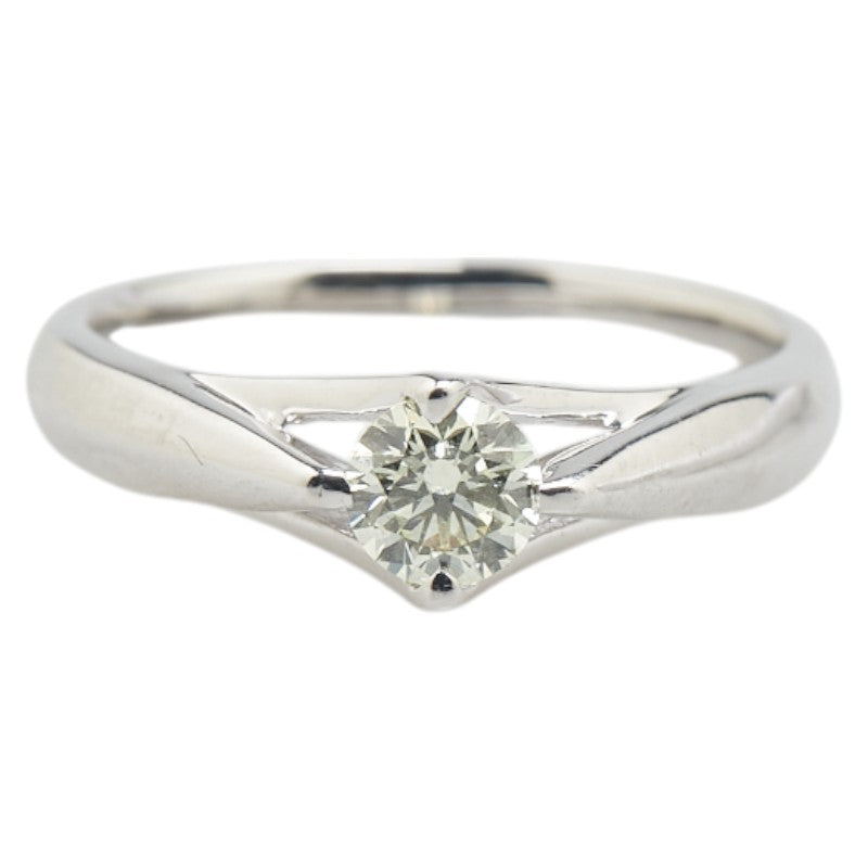 K18WG ホワイトゴールド ダイヤ0.314ct 1P ソリティアリング 指輪 レディース 9号 【中古】