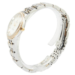 オメガ デヴィル プレステージ ダイヤベゼル 腕時計 413.25.27.60.05.001 クオーツ ホワイト文字盤 ステンレススチール K18YG イエローゴールド ダイヤモンド レディース OMEGA 【中古】