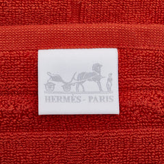 エルメス ラビリンス ハンドタオル ハンカチ オレンジ コットン レディース HERMES 【中古】
