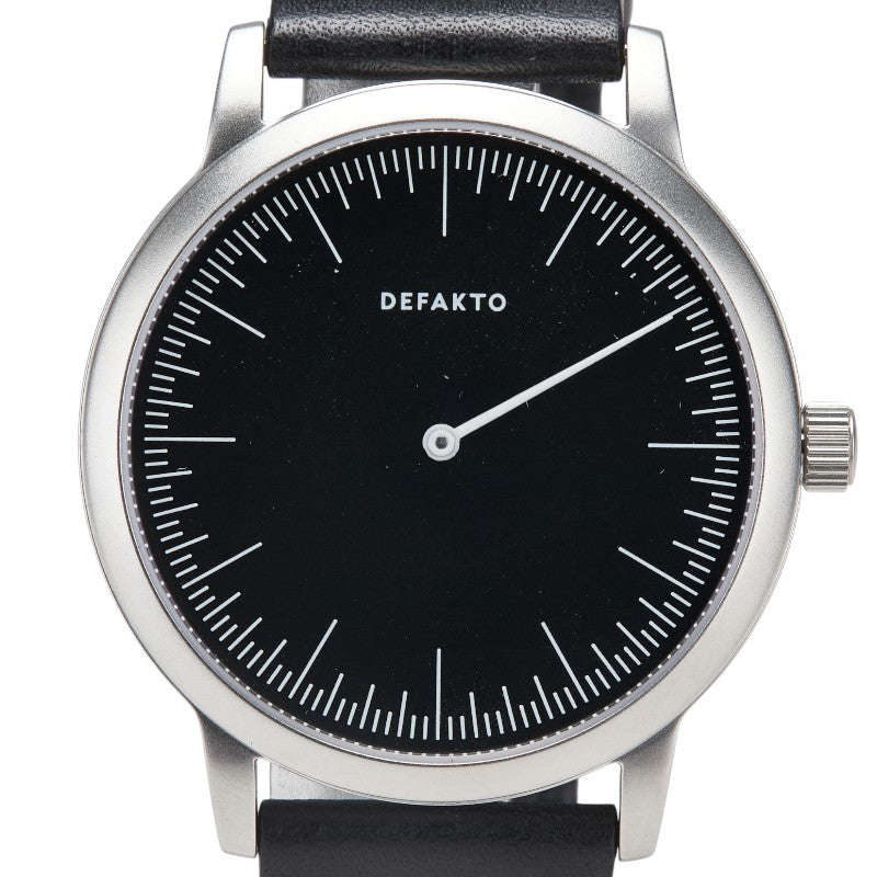 DEFAKTO ベルト（社外品） 腕時計 クオーツ ブラック文字盤 ステンレススチール レザー メンズ 【中古】