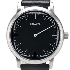 DEFAKTO ベルト（社外品） 腕時計 クオーツ ブラック文字盤 ステンレススチール レザー メンズ 【中古】