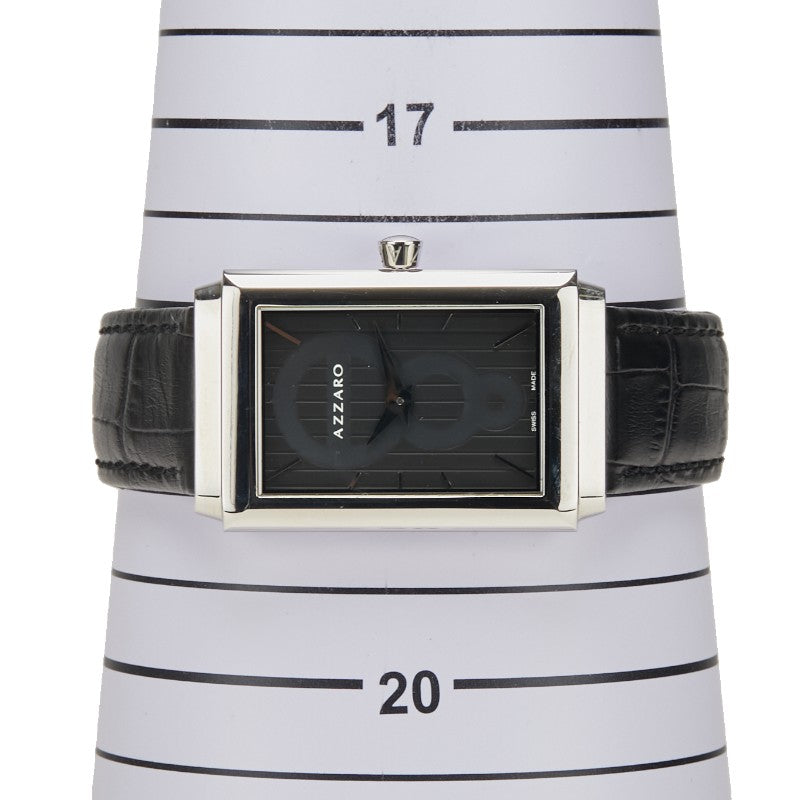 AZZARO 腕時計 クオーツ ブラック文字盤 ステンレススチール レザー メンズ 【中古】