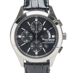 RUFUS GERARD 腕時計 自動巻き ブラック文字盤 ステンレススチール レザー メンズ 【中古】