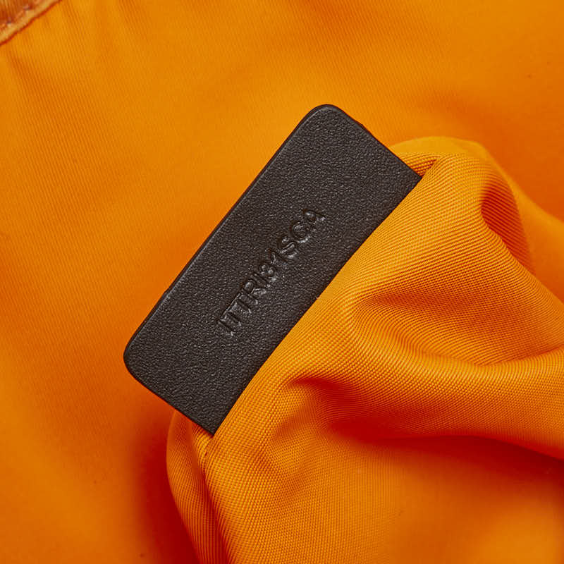 バーバリー ロゴ トートバッグ オレンジ ナイロン レザー レディース BURBERRY 【中古】
