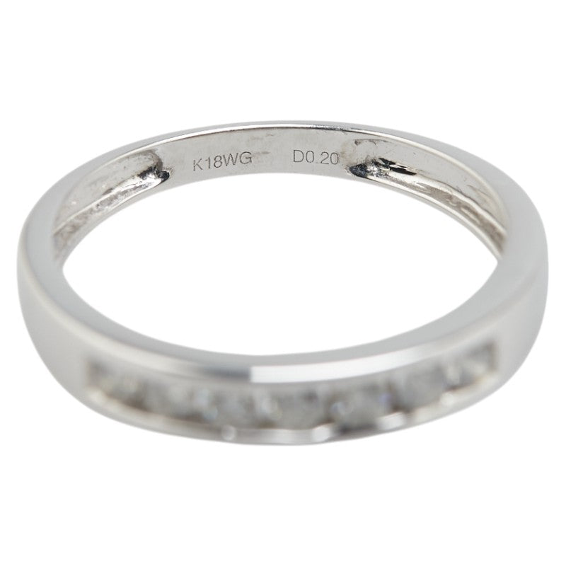 K18WG ホワイトゴールド ダイヤ0.20ct 一文字 リング 指輪 レディース 7号 【中古】