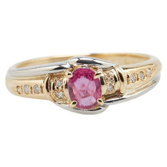 K18YG イエローゴールド Pt900 プラチナ コンビ ルビー0.45ct ダイヤ0.06ct リング 指輪 レディース 11.5号 【中古】