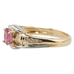 K18YG イエローゴールド Pt900 プラチナ コンビ ルビー0.45ct ダイヤ0.06ct リング 指輪 レディース 11.5号 【中古】
