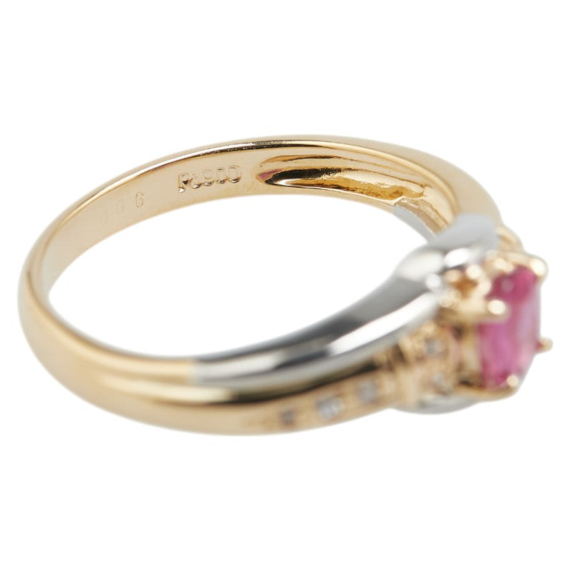 K18YG イエローゴールド Pt900 プラチナ コンビ ルビー0.45ct ダイヤ0.06ct リング 指輪 レディース 11.5号 【中古】