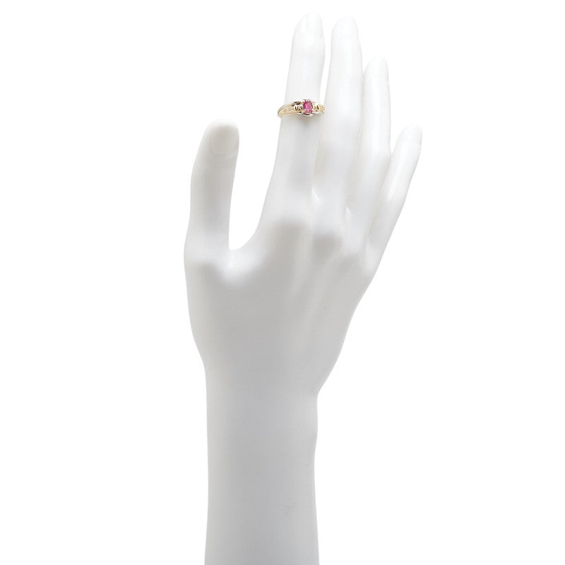 K18YG イエローゴールド Pt900 プラチナ コンビ ルビー0.45ct ダイヤ0.06ct リング 指輪 レディース 11.5号 【中古】