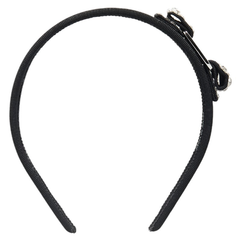 サルヴァトーレフェラガモ ヴァラリボン ビジュー カチューシャ ブラック シルバー ナイロン メタル レディース Salvatore Ferragamo 【中古】