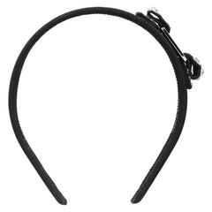 サルヴァトーレフェラガモ ヴァラリボン ビジュー カチューシャ ブラック シルバー ナイロン メタル レディース Salvatore Ferragamo 【中古】