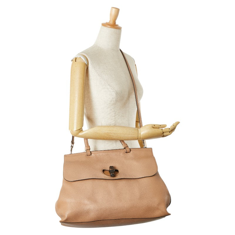 グッチ バンブー デイリー トートバッグ ショルダーバッグ 2WAY 370830 ブラウン レザー レディース GUCCI 【中古】