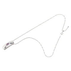 K18WG ホワイトゴールド アメジスト0.97ct ダイヤ0.13ct スクエアプレート ネックレス レディース 【中古】