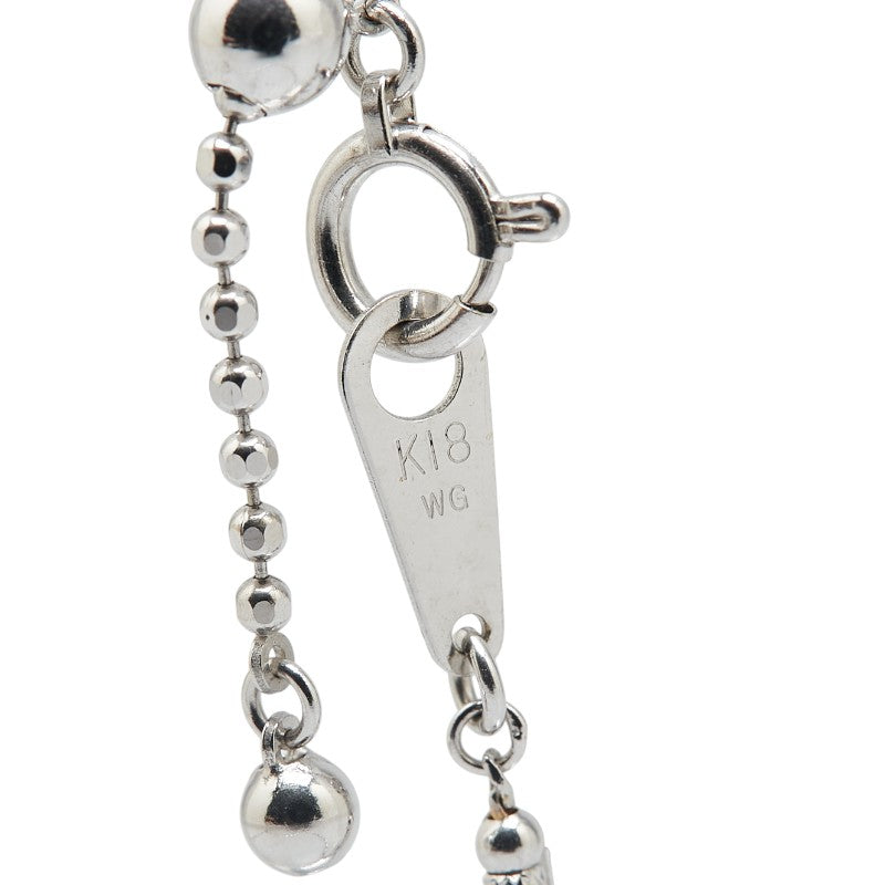 K18WG ホワイトゴールド アメジスト0.97ct ダイヤ0.13ct スクエアプレート ネックレス レディース 【中古】
