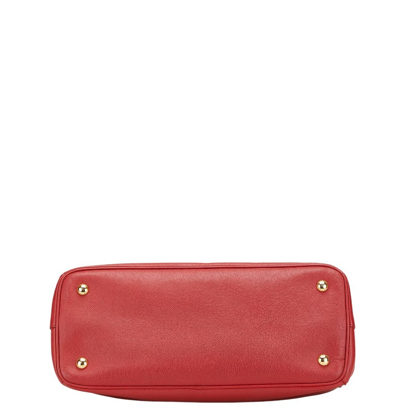 プラダ サフィアーノ ガレリア 三角ロゴプレート ハンドバッグ BN1874 レッド レザー レディース PRADA 【中古】