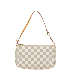 ルイ ヴィトン ダミエ アズール ポシェット アクセソワール アクセサリーポーチ N51986 ホワイト PVC レザー レディース LOUIS VUITTON 【中古】