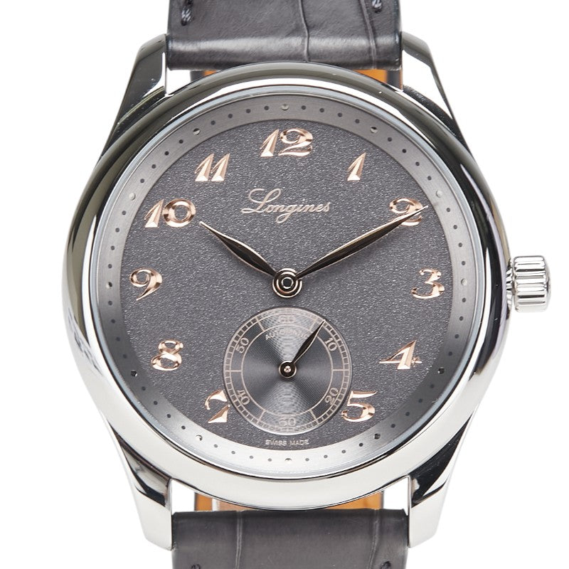ロンジン マスターコレクション 腕時計 L2.843.4.63.2 自動巻き ブラック文字盤 ステンレススチール レザー メンズ LONGINES 【中古】