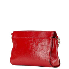 ケイトスペード リボン 斜め掛け チェーン ショルダーバッグ レッド エナメル レディース Kate Spade 【中古】