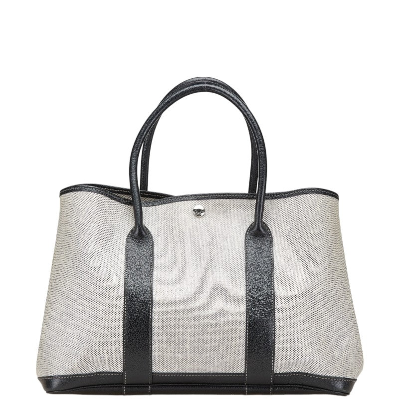 エルメス ガーデンパーティーPM ハンドバッグ トートバッグ ブラック ホワイト トワルアッシュ ネゴンダ レディース HERMES 【中古】