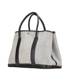 エルメス ガーデンパーティーPM ハンドバッグ トートバッグ ブラック ホワイト トワルアッシュ ネゴンダ レディース HERMES 【中古】