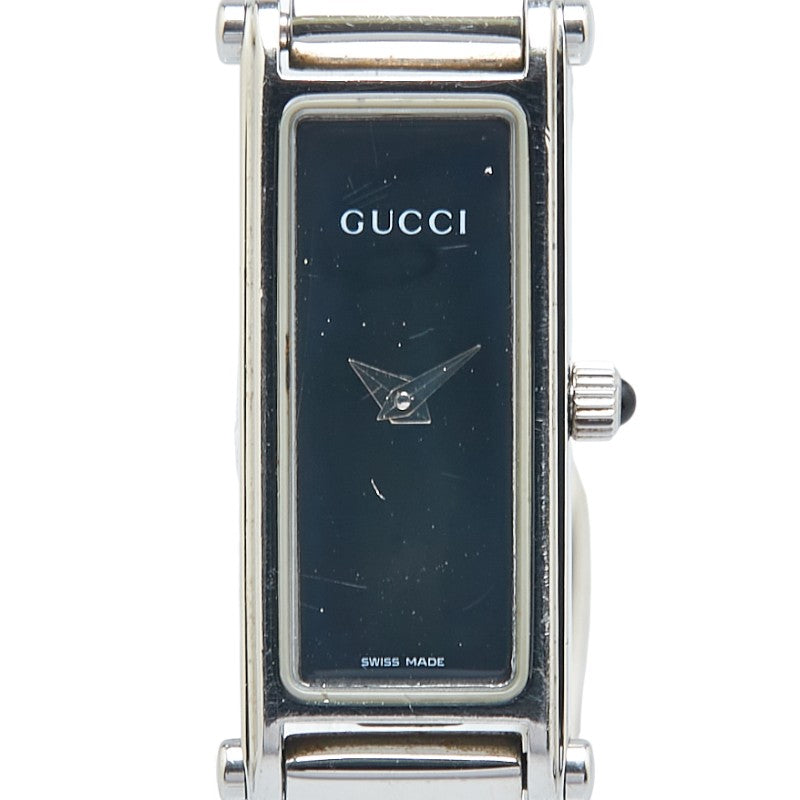 グッチ 腕時計 バングルウォッチ 1500L クオーツ ブラック文字盤 ステンレススチール レディース GUCCI 【中古】