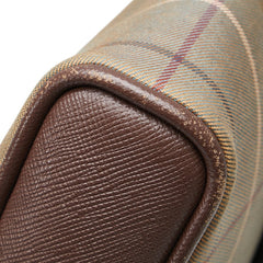 バーバリー チェック ポーチ クラッチバッグ カーキ ブラウン マルチカラー キャンバス レザー レディース BURBERRY 【中古】