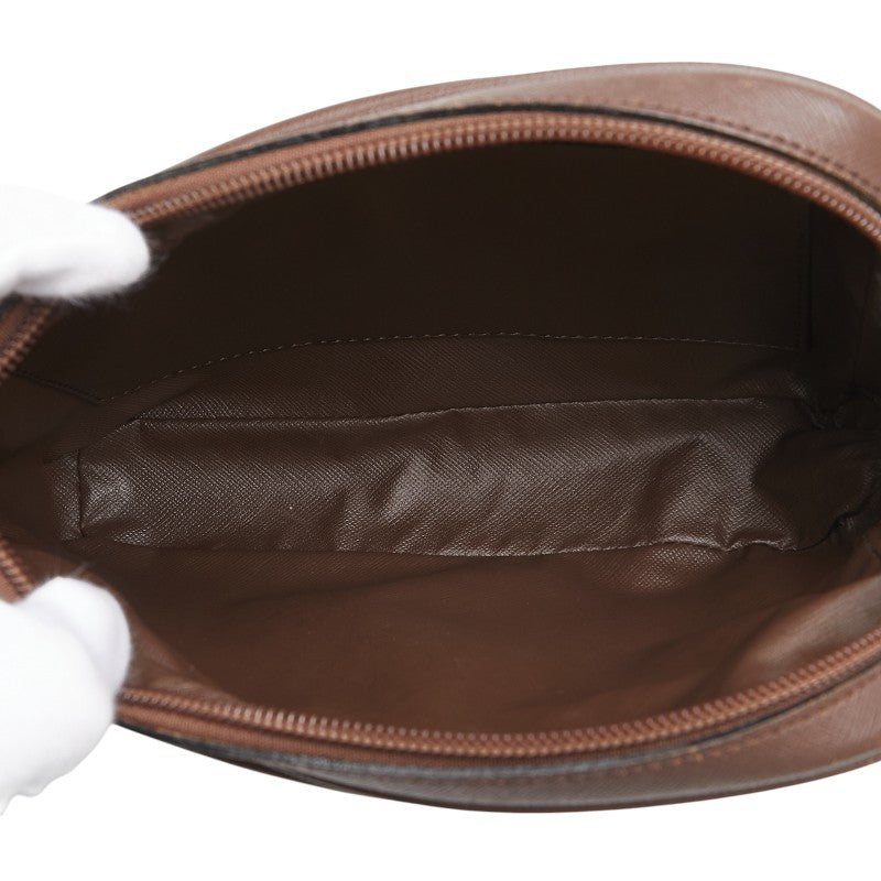 バーバリー チェック ポーチ クラッチバッグ カーキ ブラウン マルチカラー キャンバス レザー レディース BURBERRY 【中古】