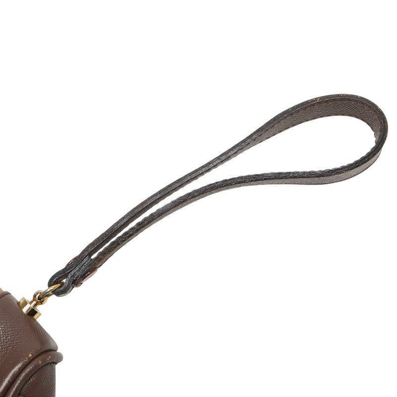 バーバリー チェック ポーチ クラッチバッグ カーキ ブラウン マルチカラー キャンバス レザー レディース BURBERRY 【中古】